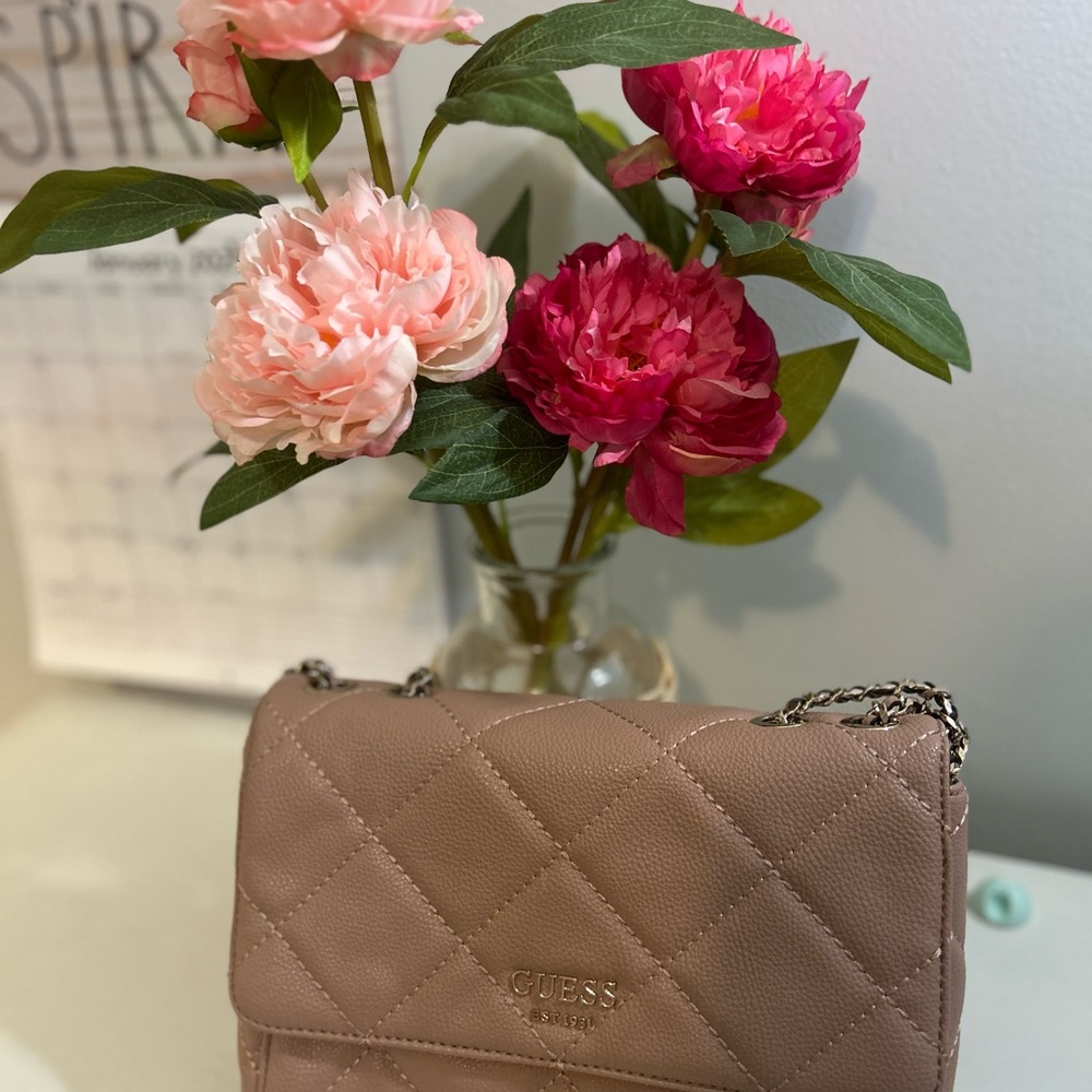 Guess Quilted Crossbody Bag - Blush Pink